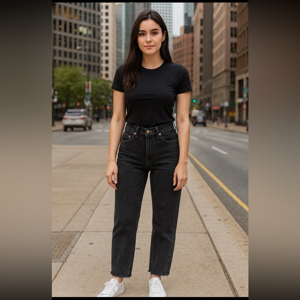 Topshop Black Straight Leg Women's Jeans